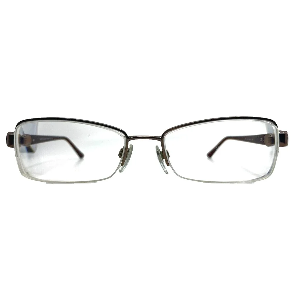 BVLGARI 297 138 Eyeglasses Frame Italy Half Rimless‎ 53-17-130 Brown H8608